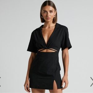 ShowPo MARSHA MINI DRESS - CUT OUT SHORT SLEEVE DRESS IN BLACK
